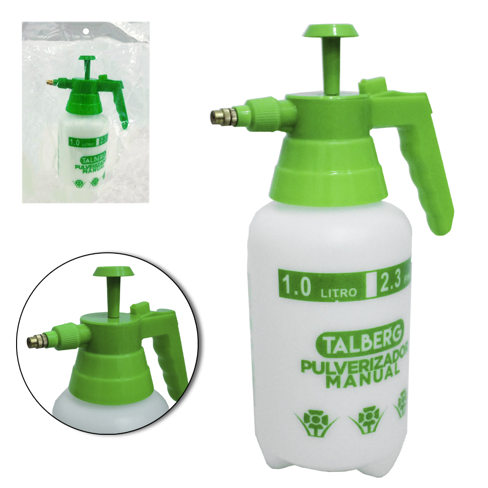 PULVERIZADOR DE PRESSAO / BORRIFADOR DE PLASTICO BRANCO / VERDE TALBERG 1L