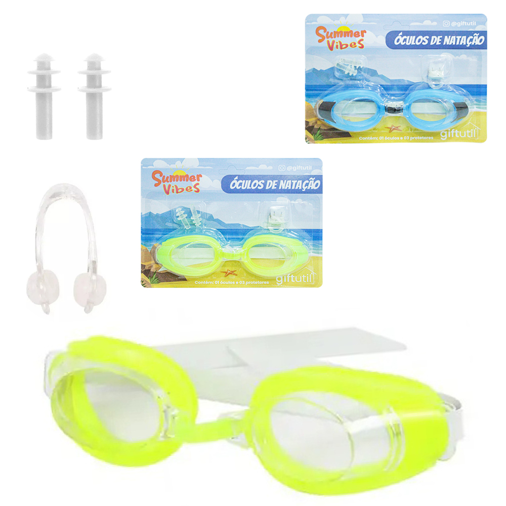 OCULOS DE NATACAO COM PROTETOR DE OUVIDO E NARIZ SUMMER VIBES 