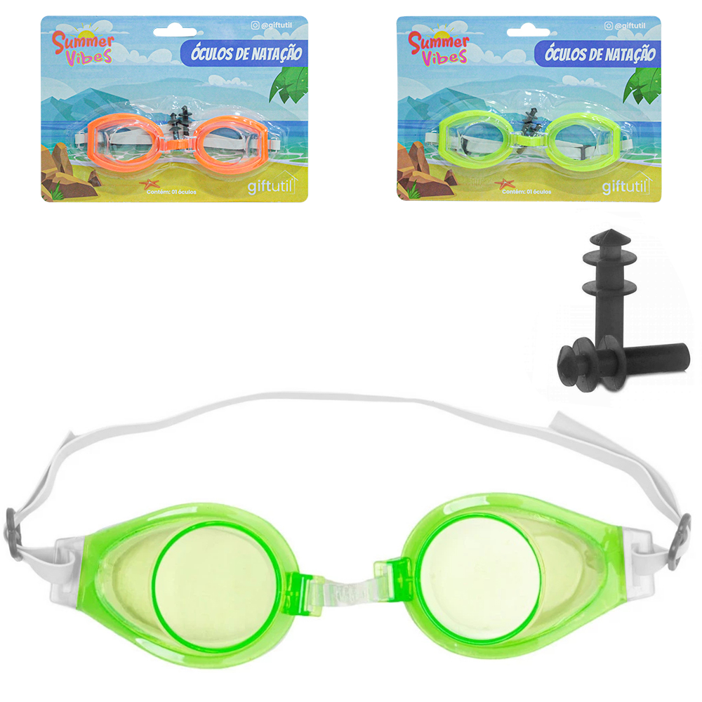 OCULOS DE NATACAO INFANTIL COM PROTETOR DE OUVIDO SUMMER VIBES 