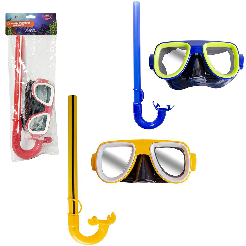 KIT OCULOS DE NATACAO / MERGULHO MASCARA + SNORKEL COM 2 PECAS