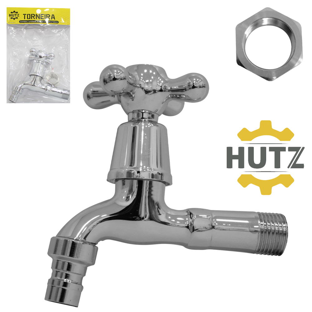 TORNEIRA DE METAL DE PAREDE HUTZ 11,3X11X6,5CM