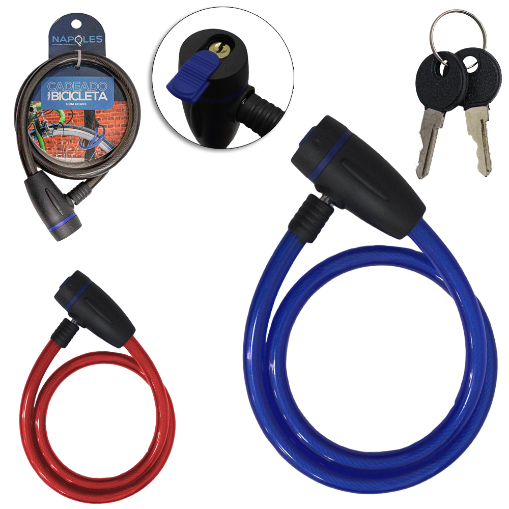 CADEADO TRAVA DE BICICLETA / MOTO COLORS 80CMX12MM