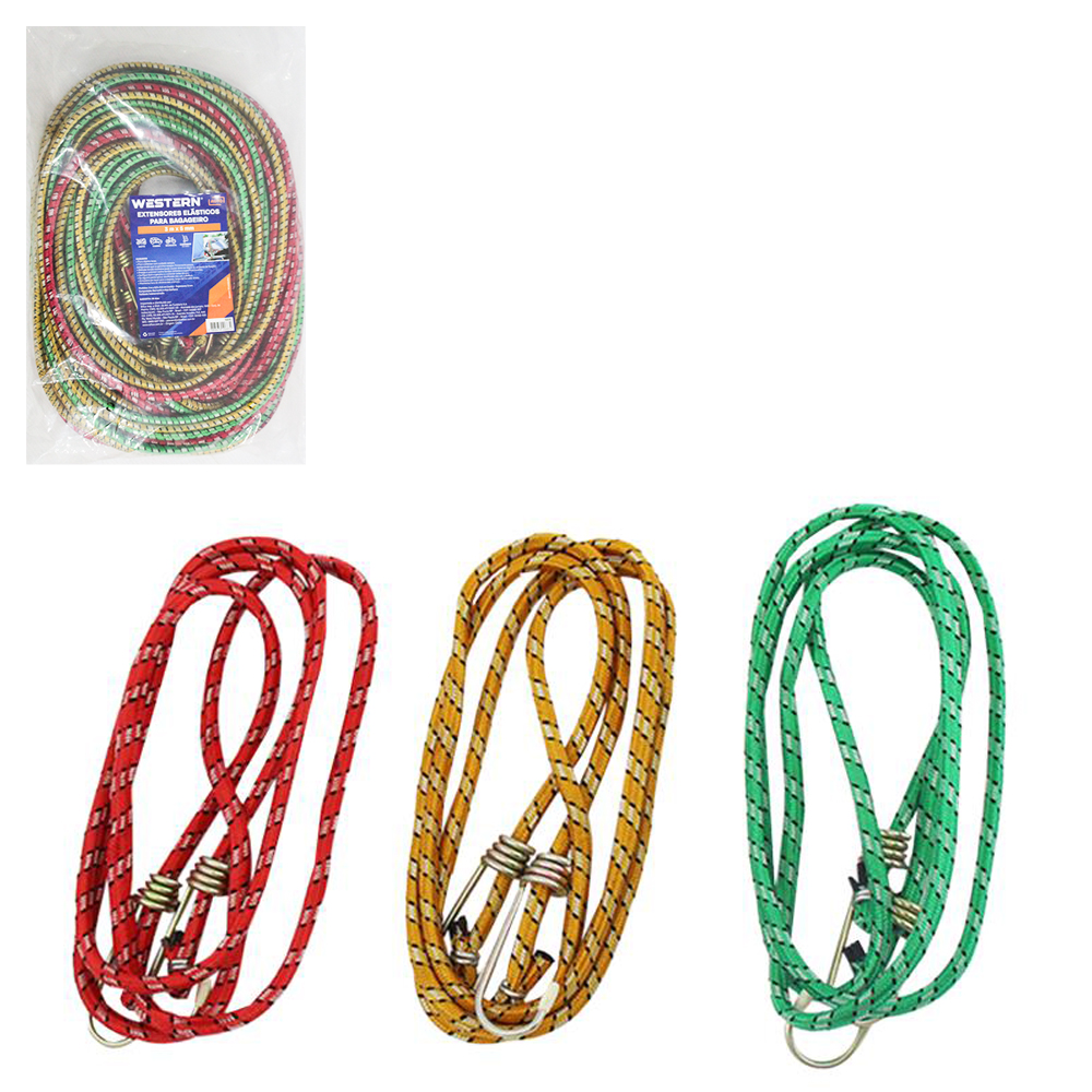CORDA ELASTICO EXTENSOR MULTIUSO COLORS COM 10 PECAS 3MTSX5MM