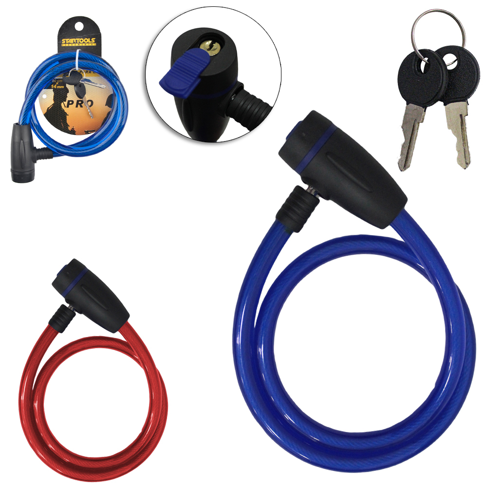 CADEADO TRAVA DE BICICLETA / MOTO COLORS PRO 80CMX14MM