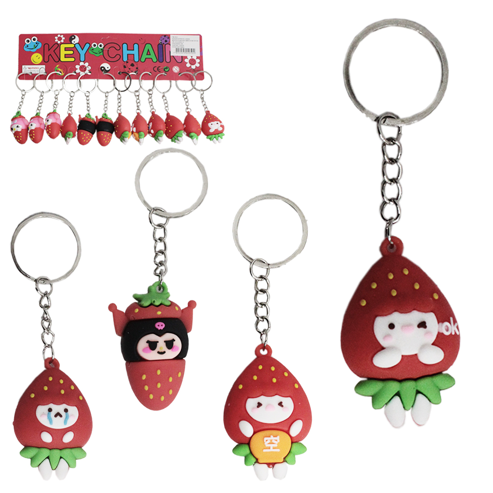 CHAVEIRO EMBORRACHADO DE PVC FRUTAS COM 12 PECAS