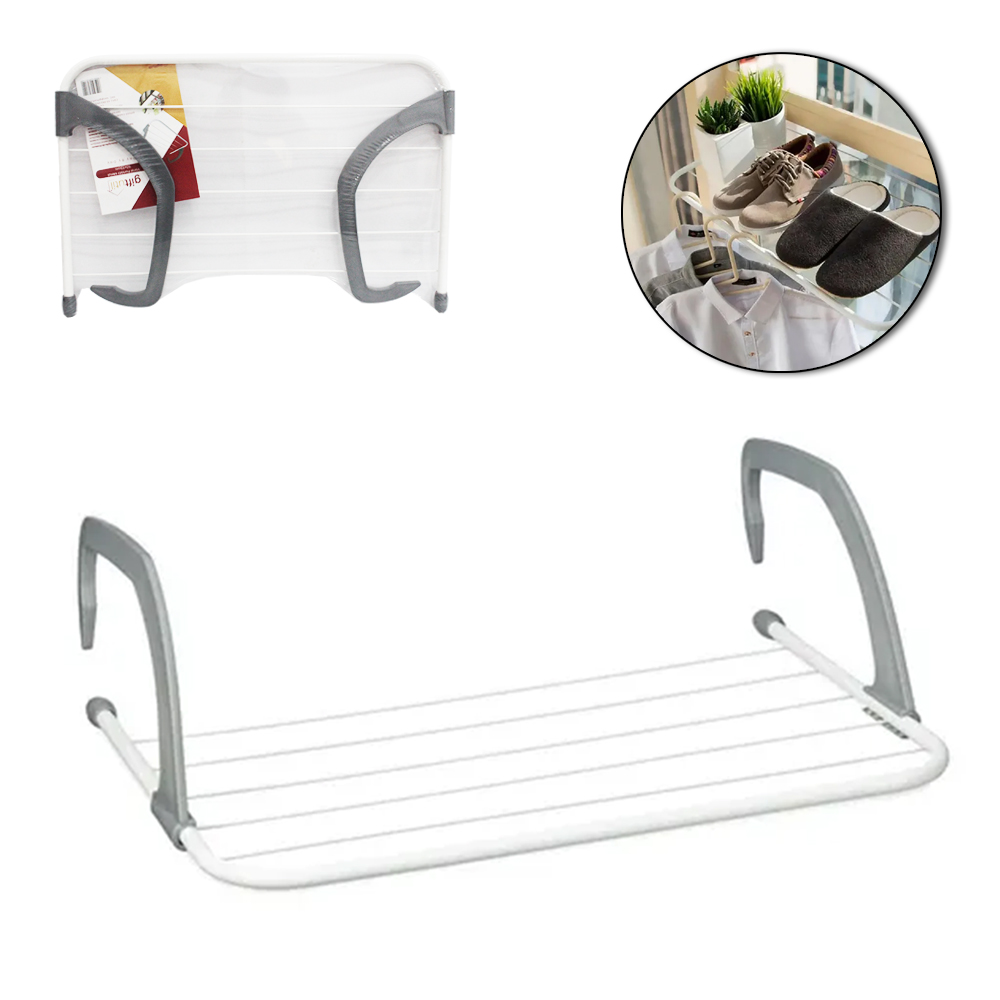 VARAL DE PENDURAR DE METAL RETANGULAR PORTATIL COM REGULADOR 50X32CM