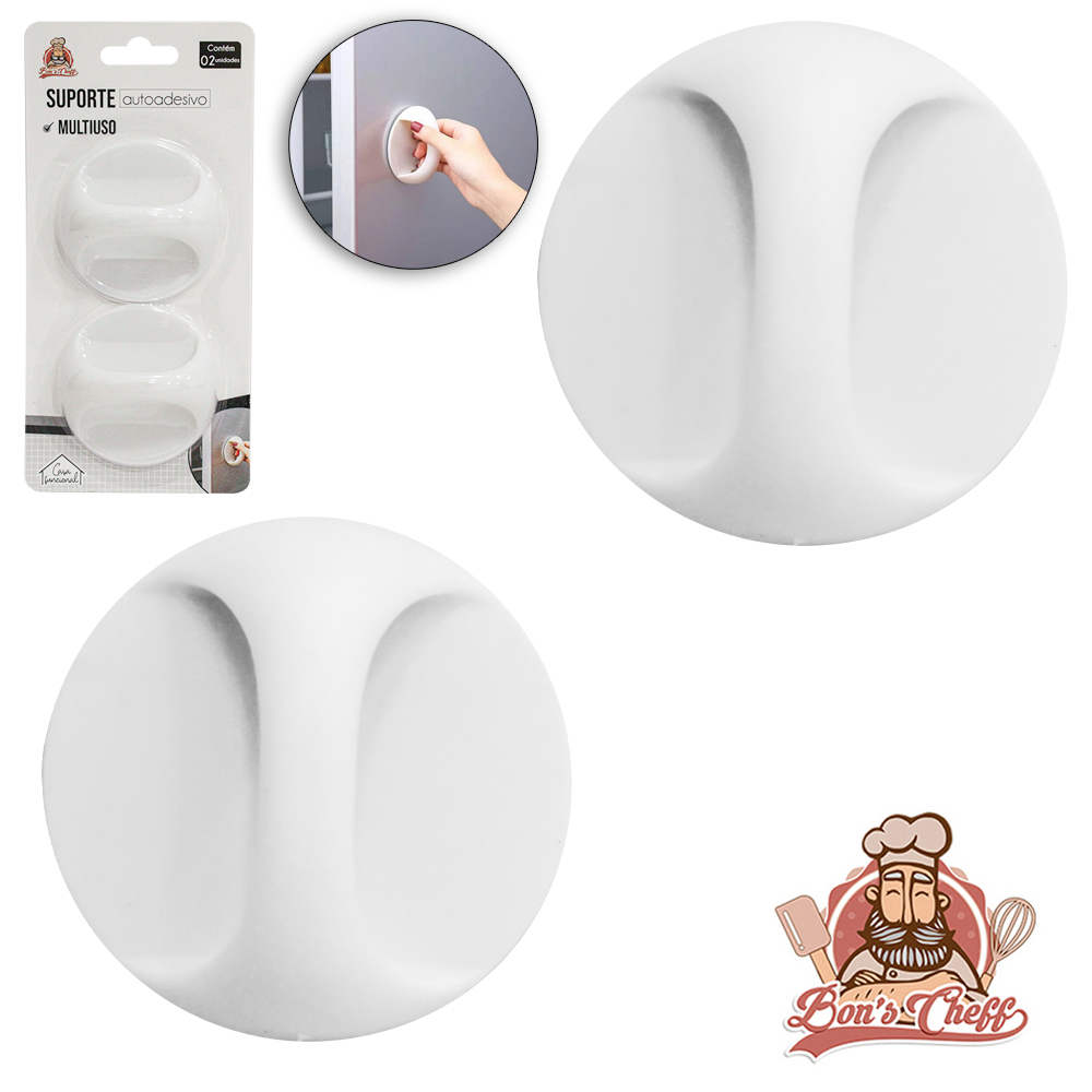 PUXADOR DE PLASTICO PARA MOVEIS AUTOADESIVO COM 2 PECAS 6CM DE Ø