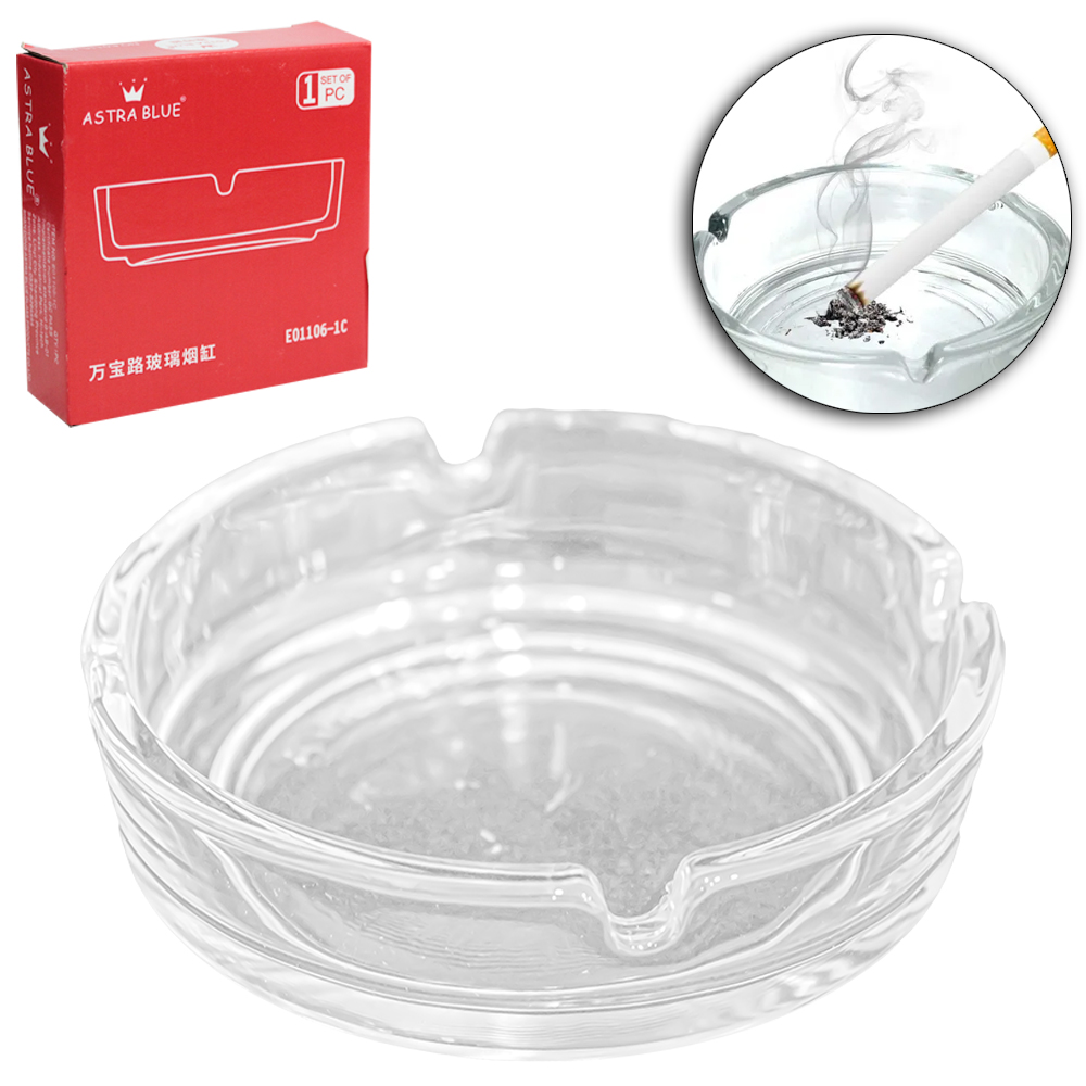 CINZEIRO DE VIDRO REDONDO LISO 10,5CM DE Ø