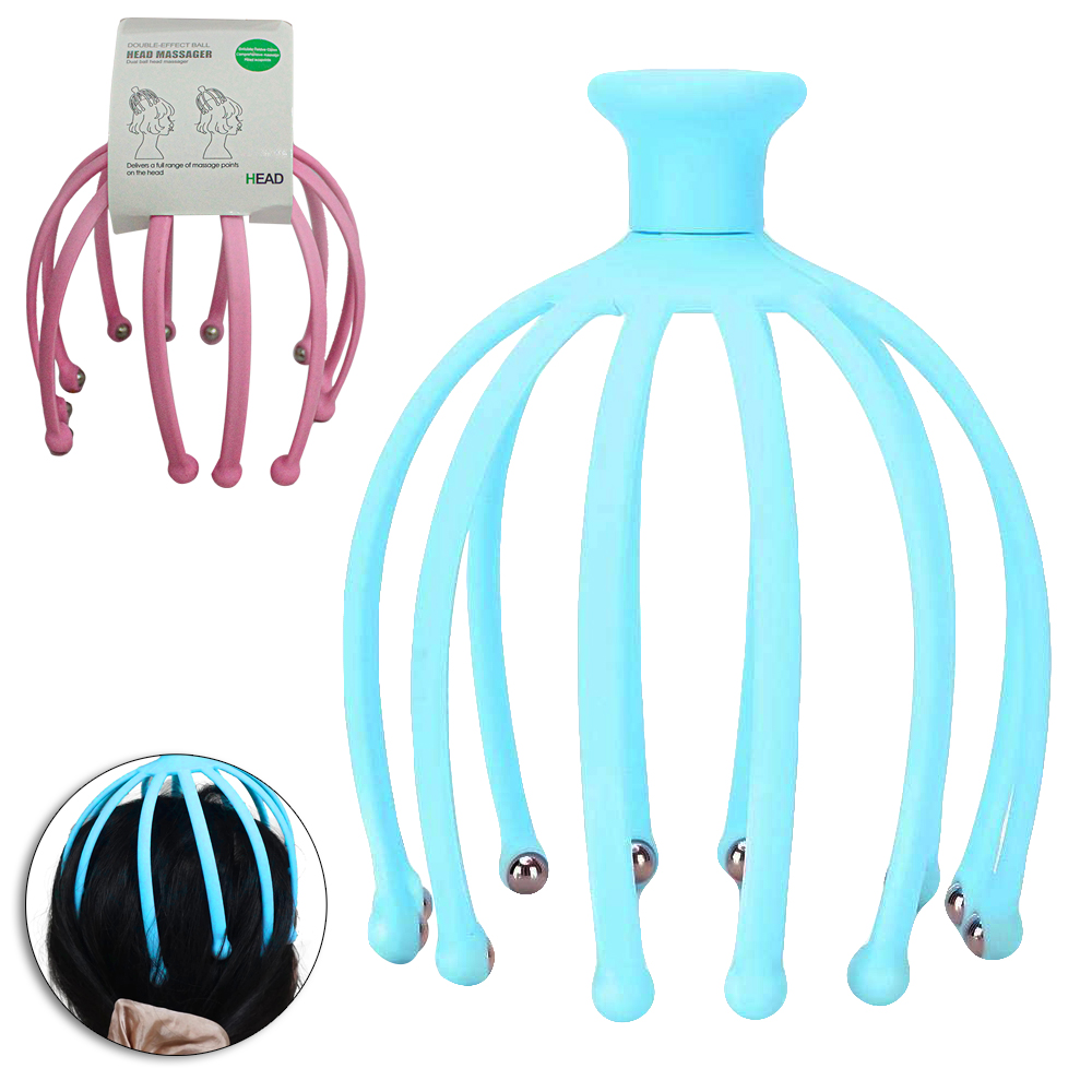 MASSAGEADOR MANUAL DE CABECA COM 12 ESFERAS + CABO PLASTICO 15,5X14CM