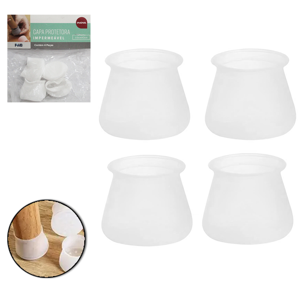 CAPA PROTETOR IMPERMEAVEL PARA MOVEIS DE SILICONE INOVA COM 4 PECAS 3X3,5CM DE Ø
