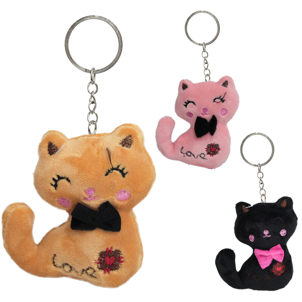 CHAVEIRO DE PELUCIA GATA 10X9X3,5CM