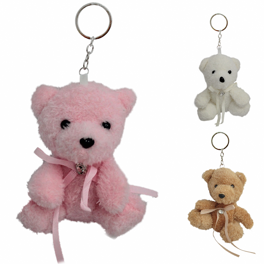 CHAVEIRO DE PELUCIA URSO COM LACO 13X10,5X9CM