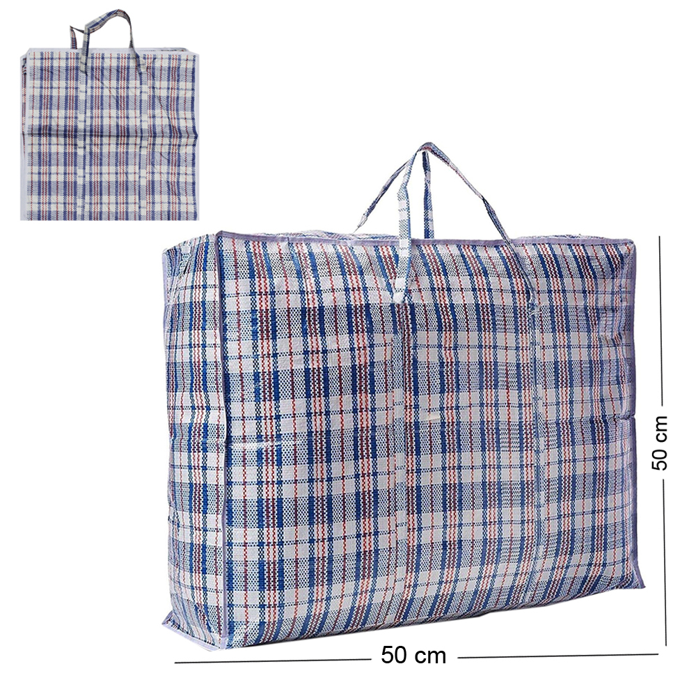 SACOLA DE COMPRAS DE NYLON REUTILIZAVEL COM ZIPER ESTAMPADA 50X50X12CM