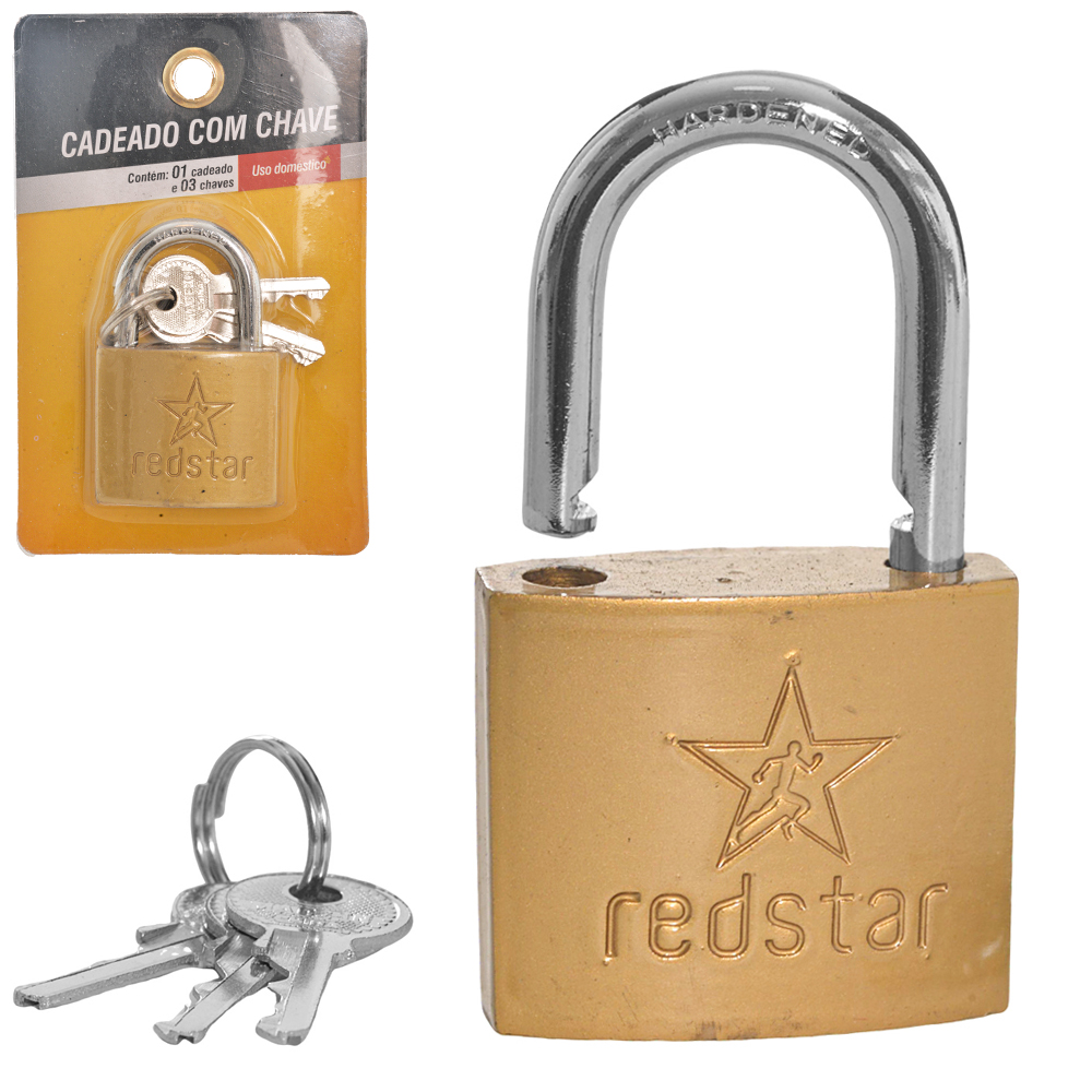CADEADO 38MM HASTE CURTA COM 3 CHAVES