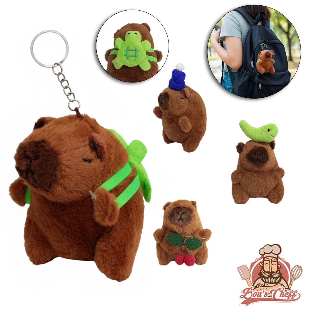 CHAVEIRO DE PELUCIA CAPIVARA COM ADERECOS SORTIDOS 10CM