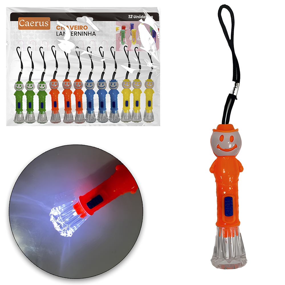 CHAVEIRO LANTERNA DE LED A BATERIA COM 12 PECAS 8,5X2,3CM