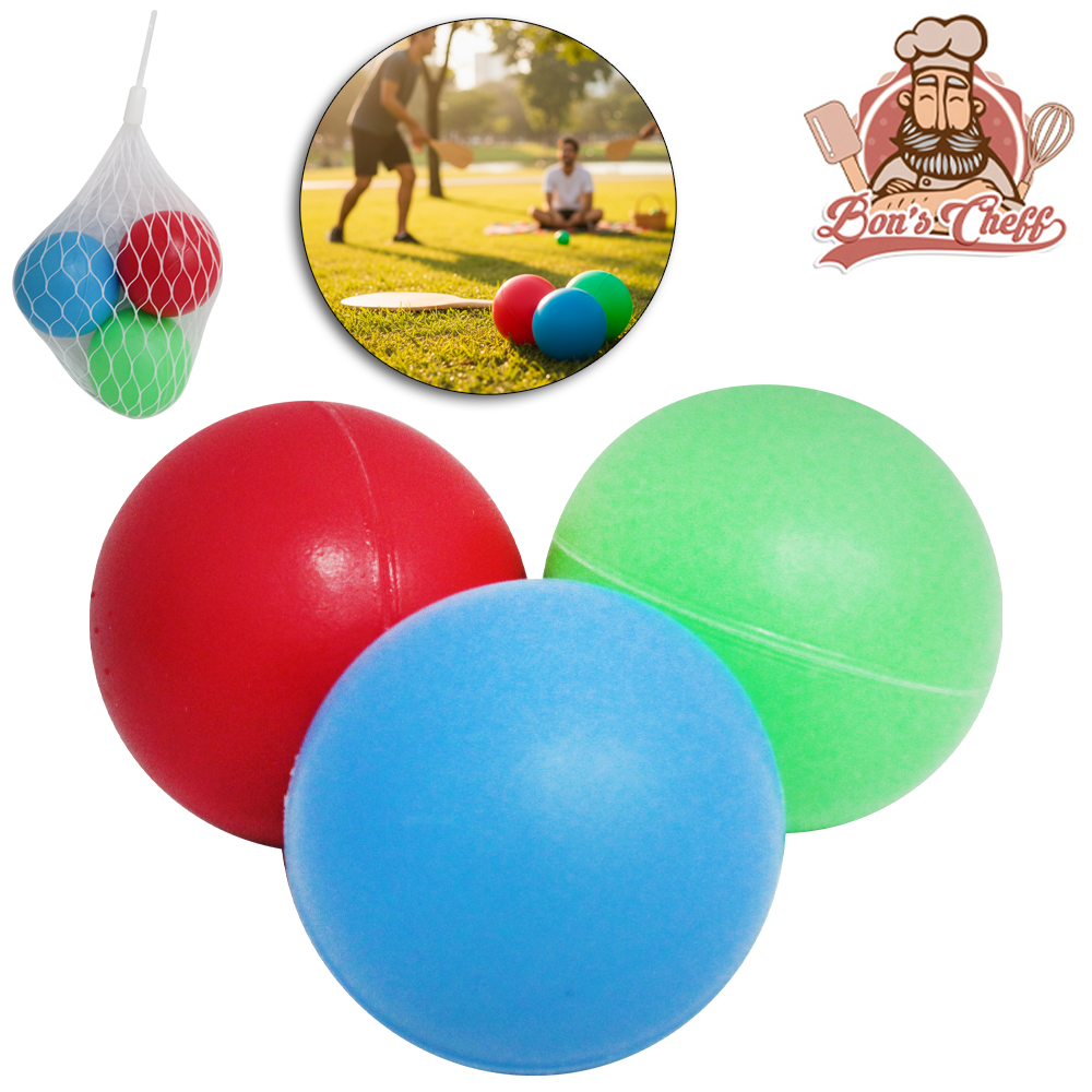 BOLA / BOLINHA DE BORRACHA PARA FRESCOBOL COM 3 PECAS 4CM DE Ø