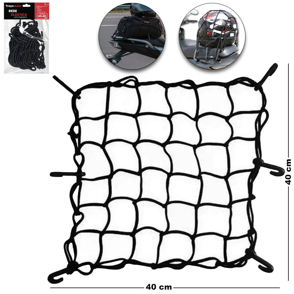 ELASTICO TIPO ARANHA PARA BAGAGEIRO / CAPACETE 40X40CM
