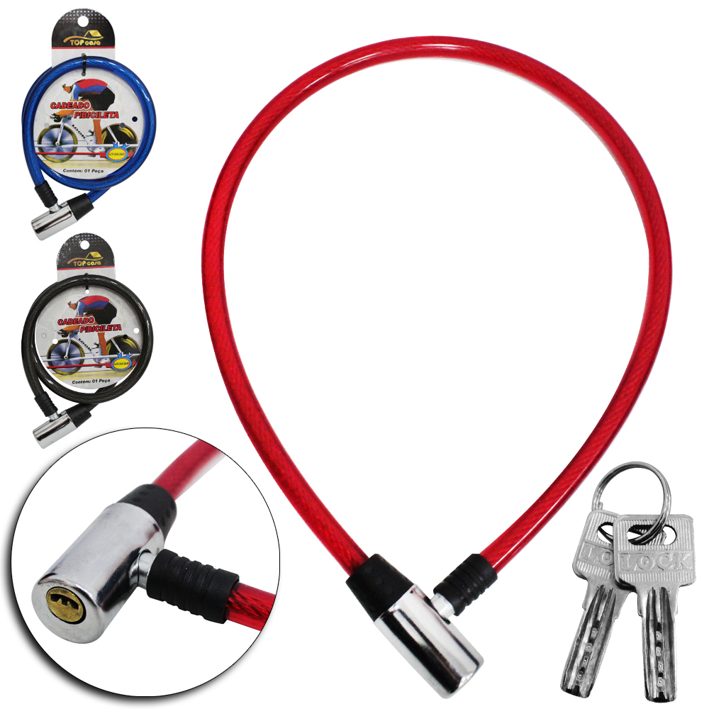 CADEADO TRAVA DE BICICLETA / MOTO TOP CASA 80CMX12MM