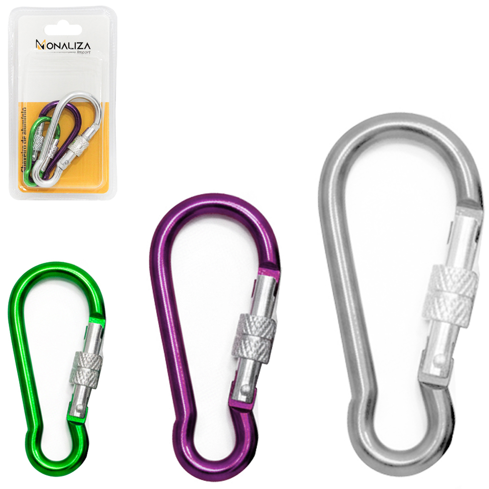 CHAVEIRO DE METAL MOSQUETAO PMG COLORS COM 3 PECAS