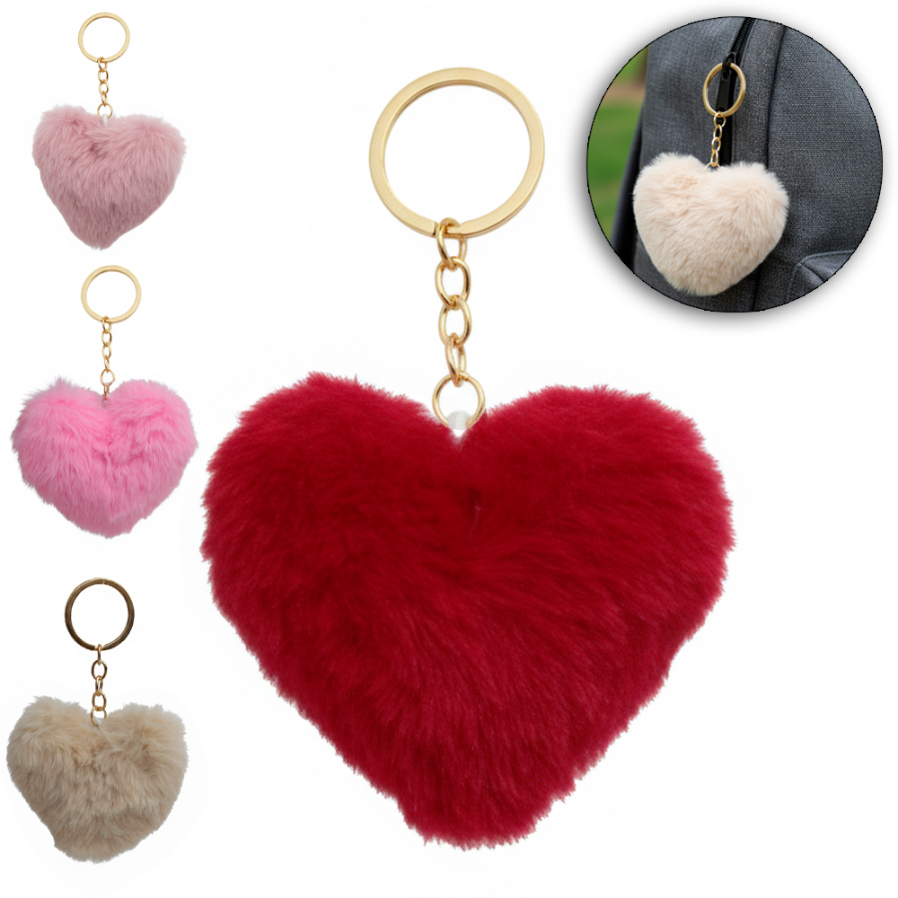 CHAVEIRO DE PELUCIA CORACAO 8X6CM
