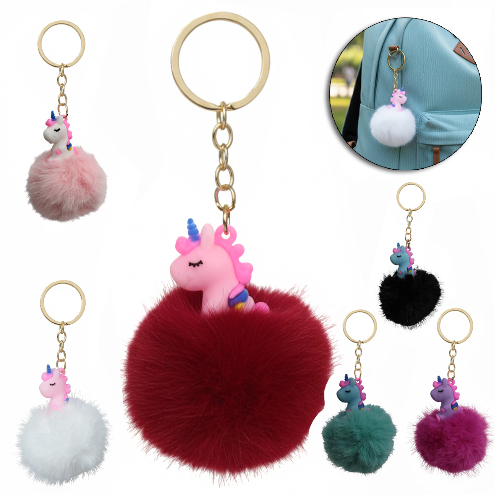 CHAVEIRO DE PELUCIA POM POM UNICORNIO 13X6CM