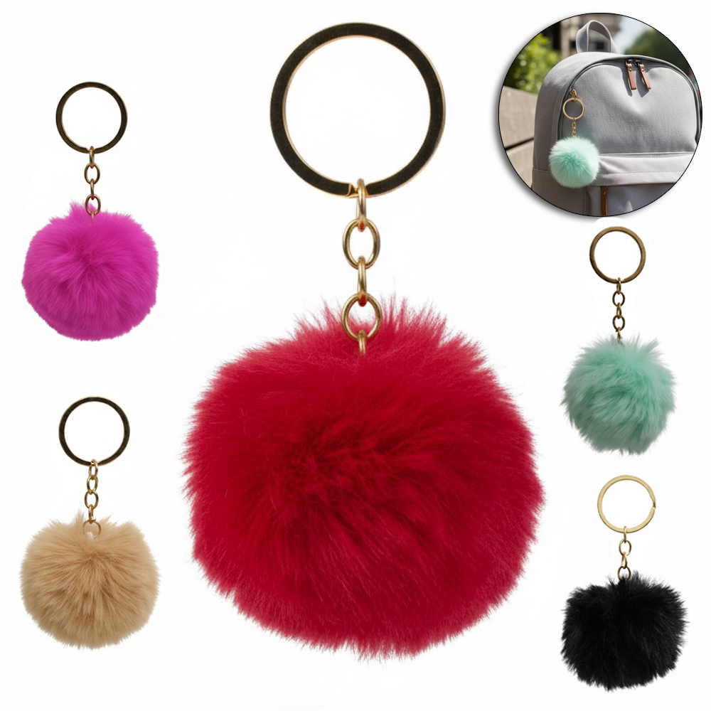 CHAVEIRO DE PELUCIA POM POM 12X6CM