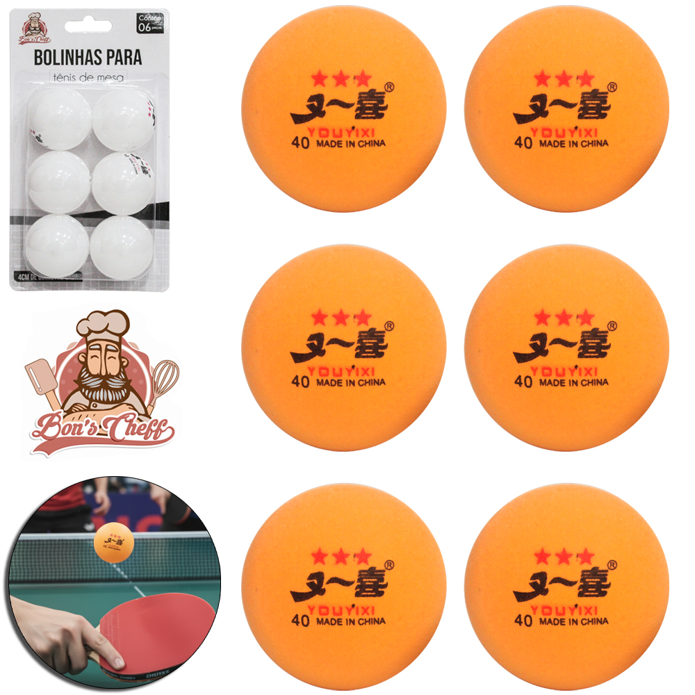 BOLINHA DE PING PONG / TENIS DE MESA NA CARTELA COM 6 PECAS
