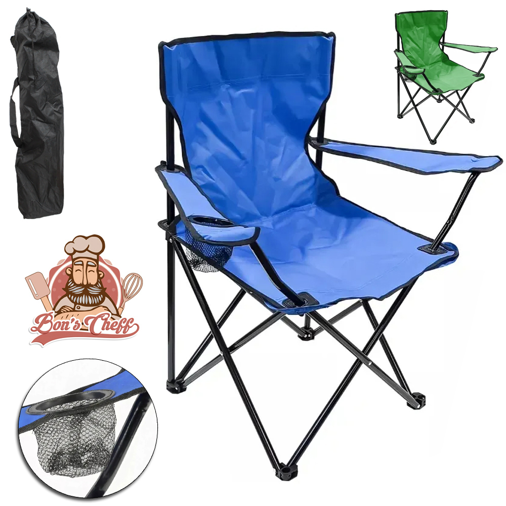 CADEIRA DOBRAVEL DE CAMPING IMPERMEAVEL COM PORTA COPO 79X76X45CM