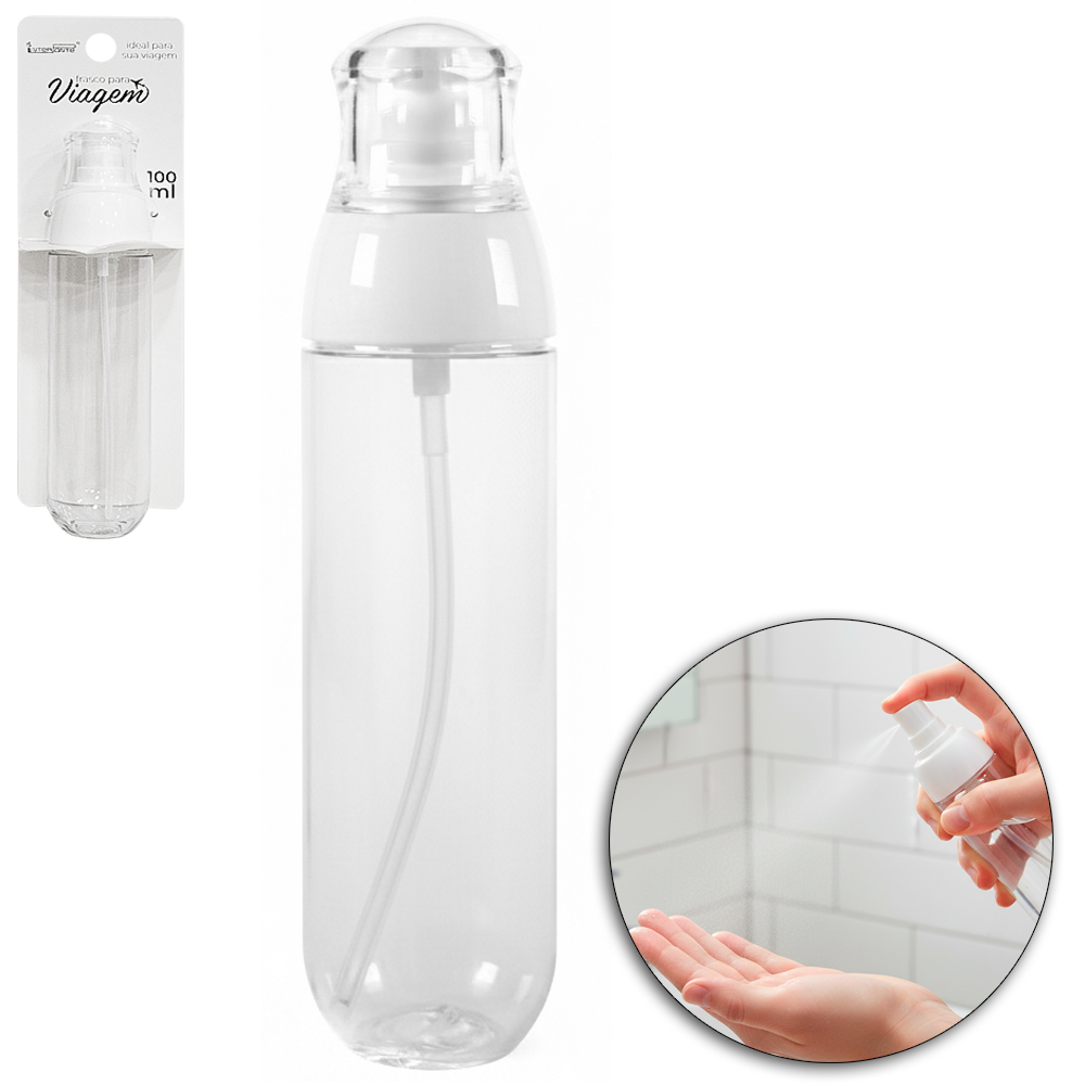 FRASCO VALVULA PUMP DE PLASTICO PARA VIAGEM COM TAMPA 100ML