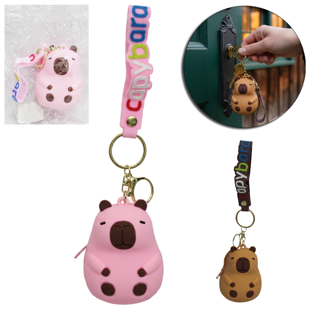 PORTA MOEDAS / NIQUEL DE SILICONE COM ZIPER CAPIVARA SORTIDOS 8X7CM