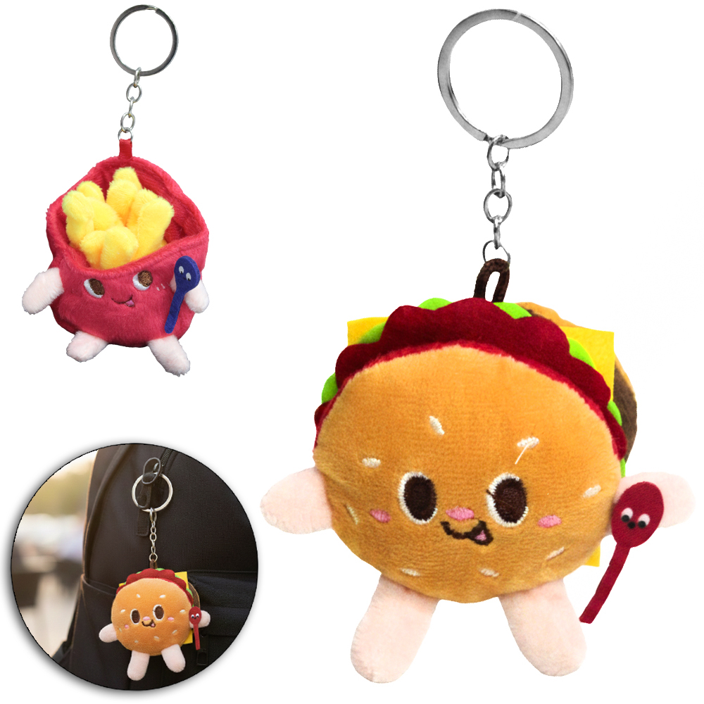 CHAVEIRO DE PELUCIA HAMBURGUER / BATATA FRITA SORTIDOS 9X8X5CM
