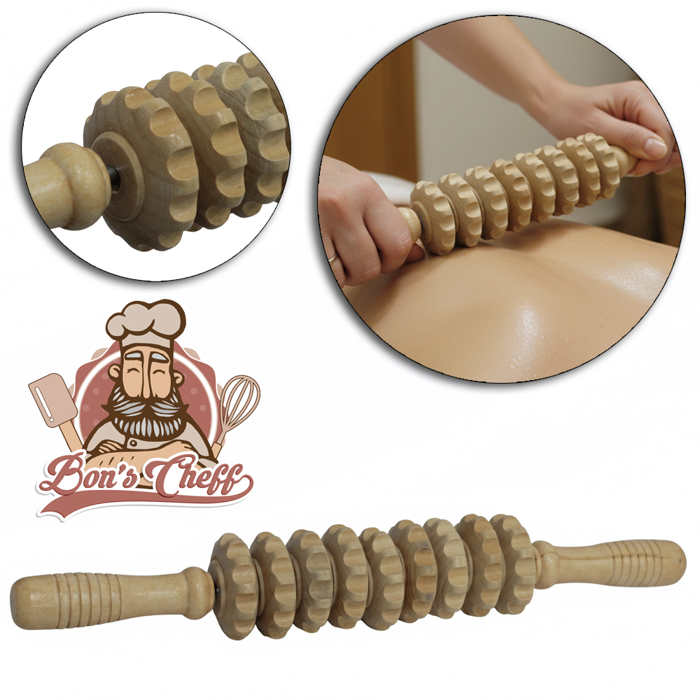 MASSAGEADOR MANUAL DE MADEIRA ROLO 38X5CM DE Ø