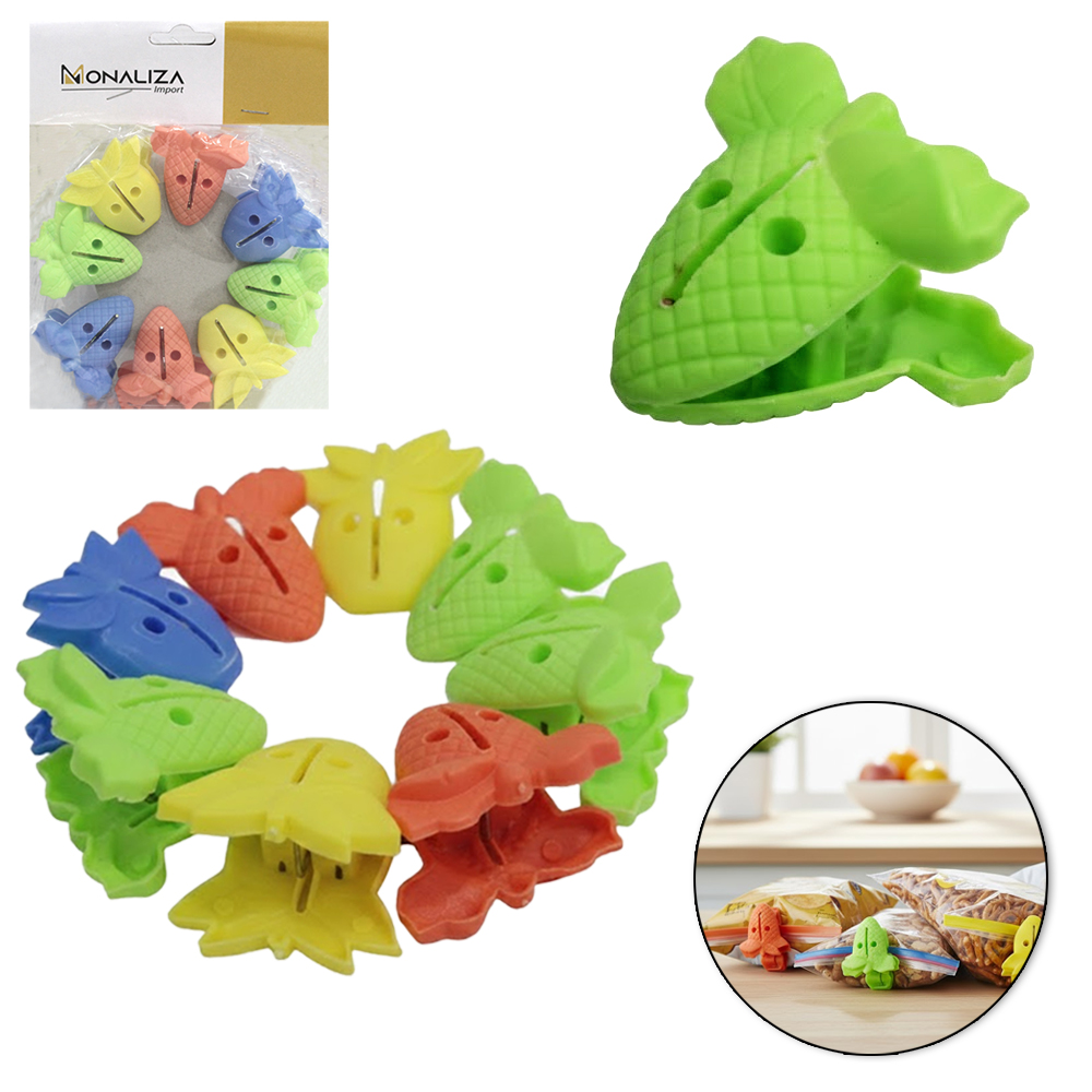 PRENDEDOR LACRA VEDA EMBALAGEM DE PLASTICO MULTIUSO MILHO COM 8 PECAS 4,5X4,5CM