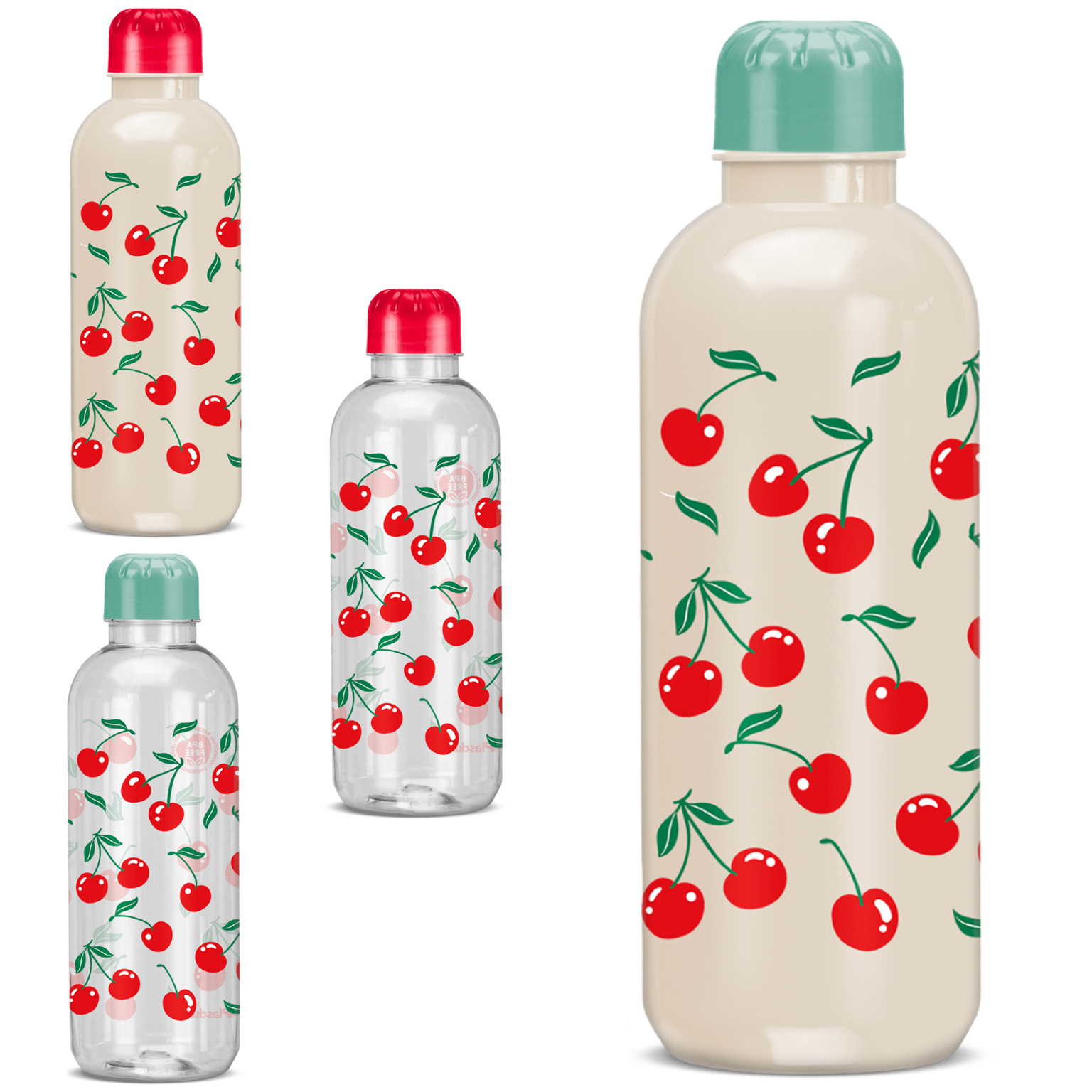 GARRAFA SQUEEZE DE PLASTICO PET REFIL CEREJA 600ML