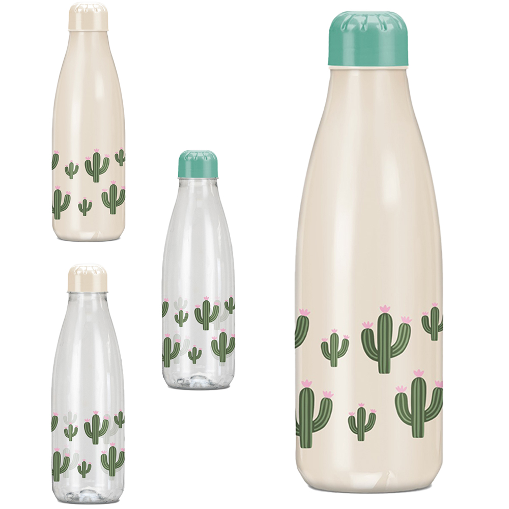 GARRAFA SQUEEZE DE PLASTICO PET PARIS CACTOS 600ML