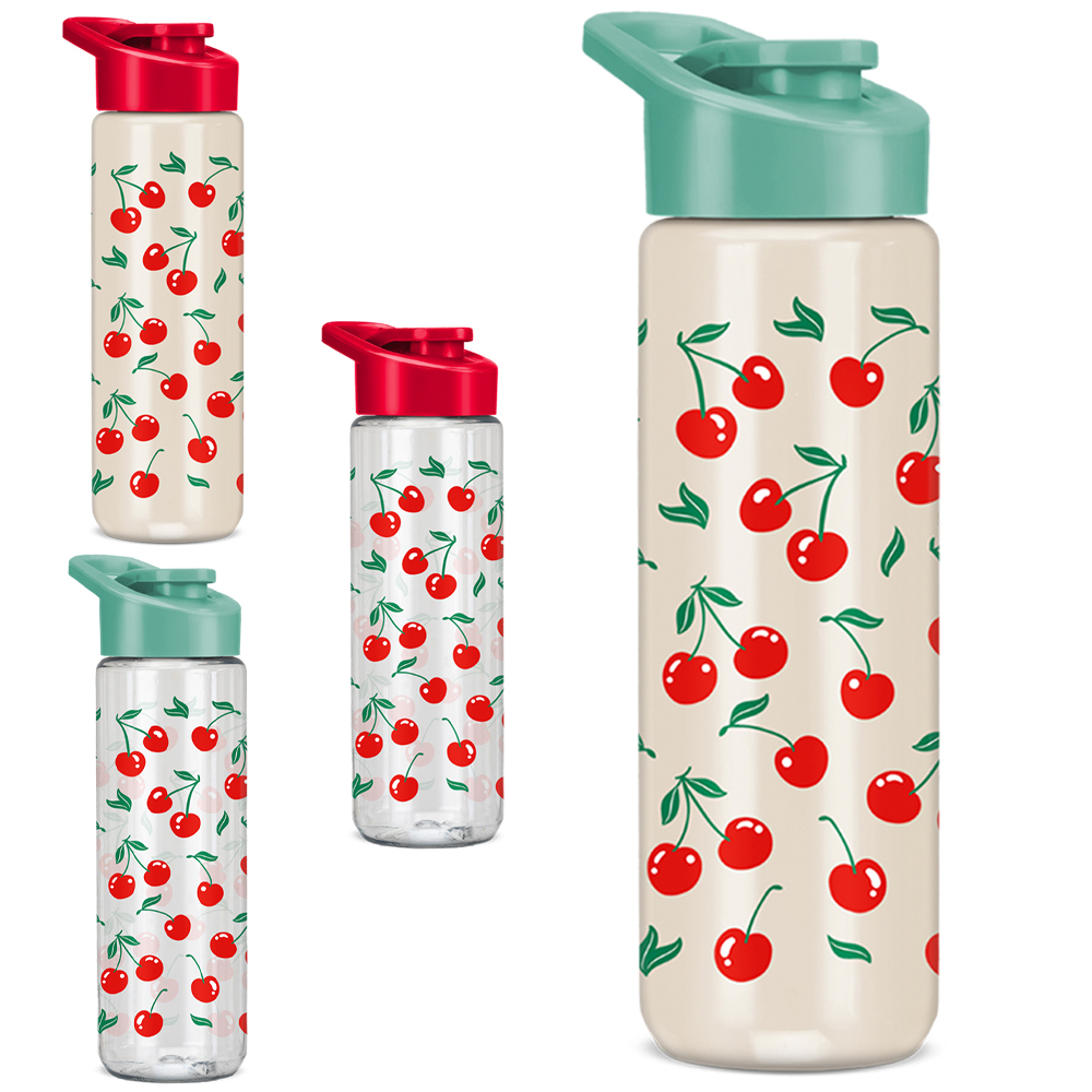 GARRAFA SQUEEZE DE PLASTICO PET CEREJA COM TAMPA E ALCA 700ML