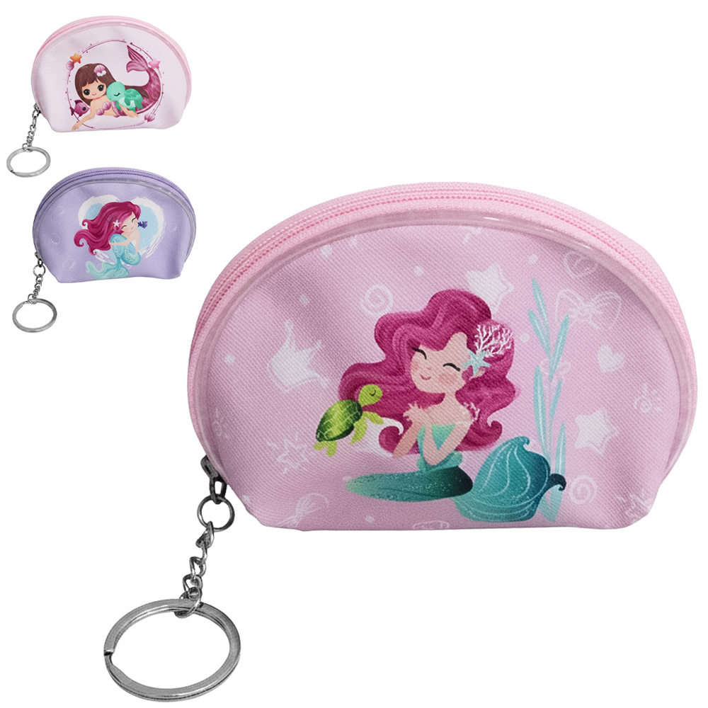 PORTA MOEDAS / NIQUEL DE PVC MEIA LUA SEREIA / UNICORNIO COM ZIPER VERSY 11X8X4CM
