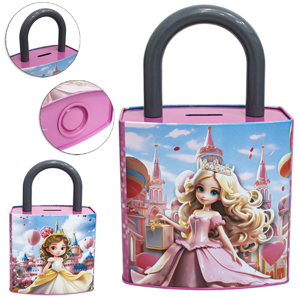 COFRE DE METAL / LATA CADEADO PRINCESA G 26X16X9CM