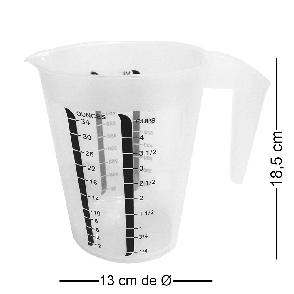 COPO JARRA DE MEDIDA / DOSADOR GRADUADO DE PLASTICO CASA NOBRE 1L