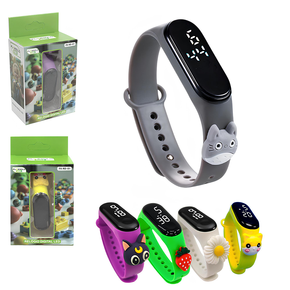 RELOGIO DE PULSO DIGITAL DE LED A BATERIA FLEXGOLD KIDS