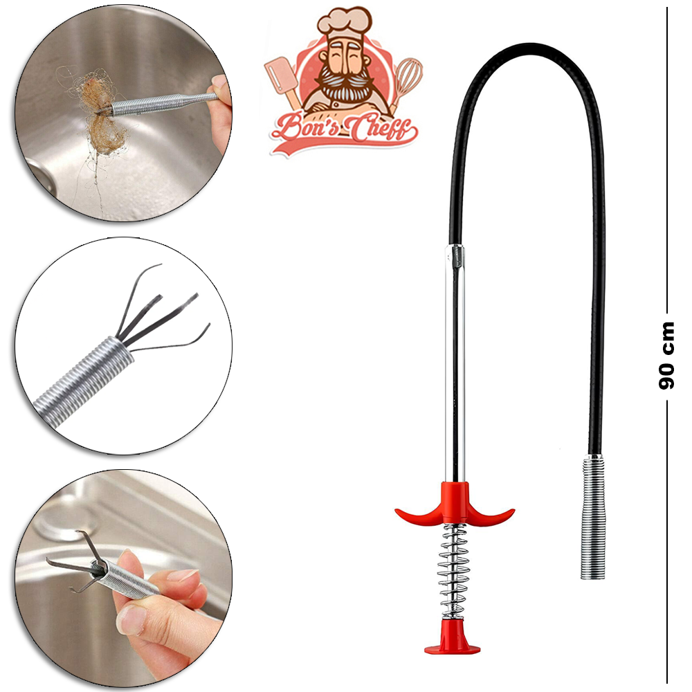 DESENTUPIDOR DE PIA COM GARRA DE METAL / PLASTICO 90CM