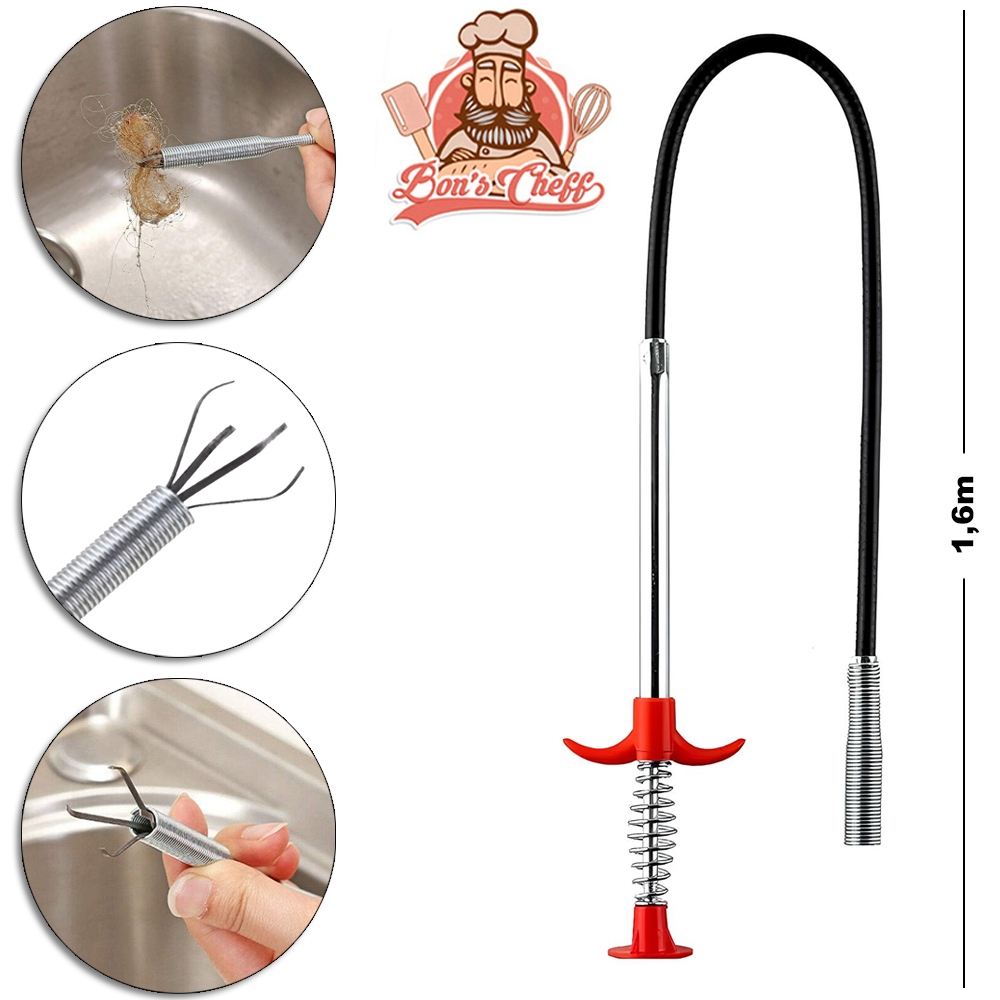 DESENTUPIDOR DE PIA COM GARRA DE METAL / PLASTICO 1,6M