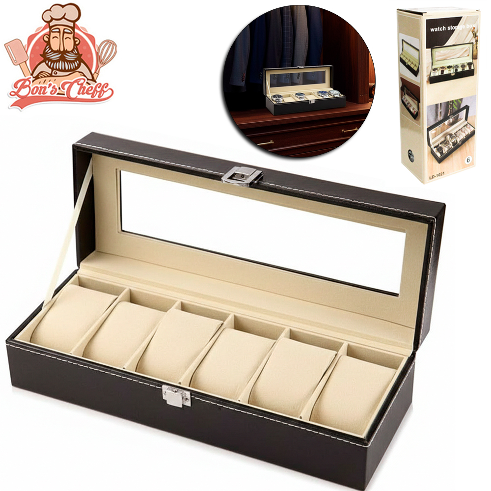 ESTOJO ORGANIZADOR PORTA RELOGIO COM 6 DIVISORIAS 30X11X8CM