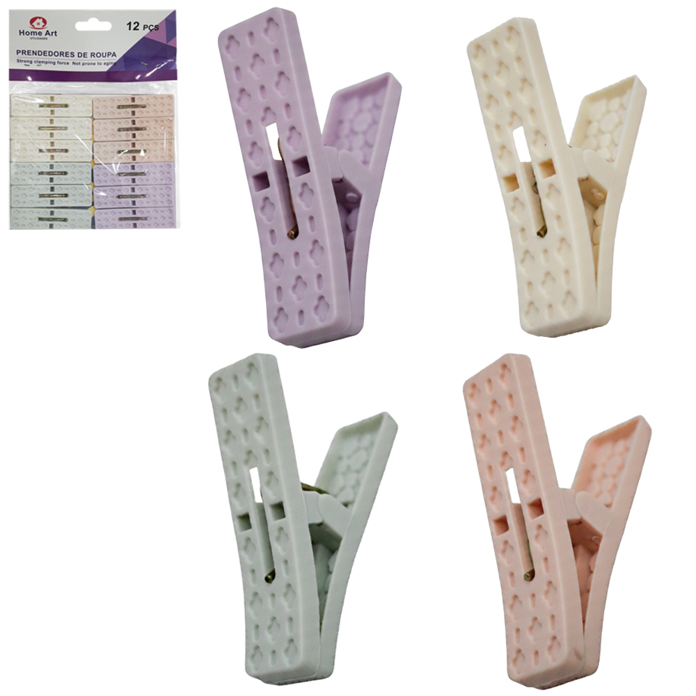 PRENDEDOR DE ROUPA DE PLASTICO COLORS COM 12 PECAS 6X1,5CM