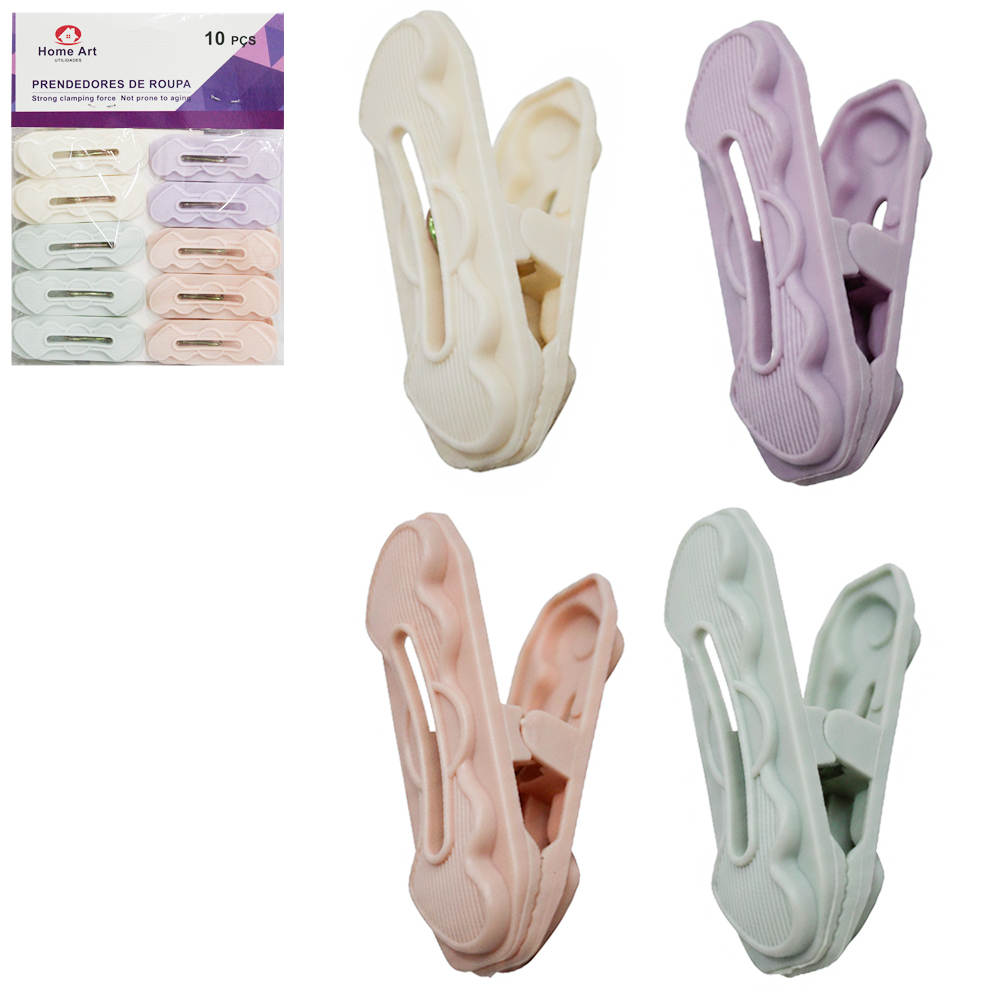 PRENDEDOR DE ROUPA DE PLASTICO COLORS COM 10 PECAS 6,2X2,2CM
