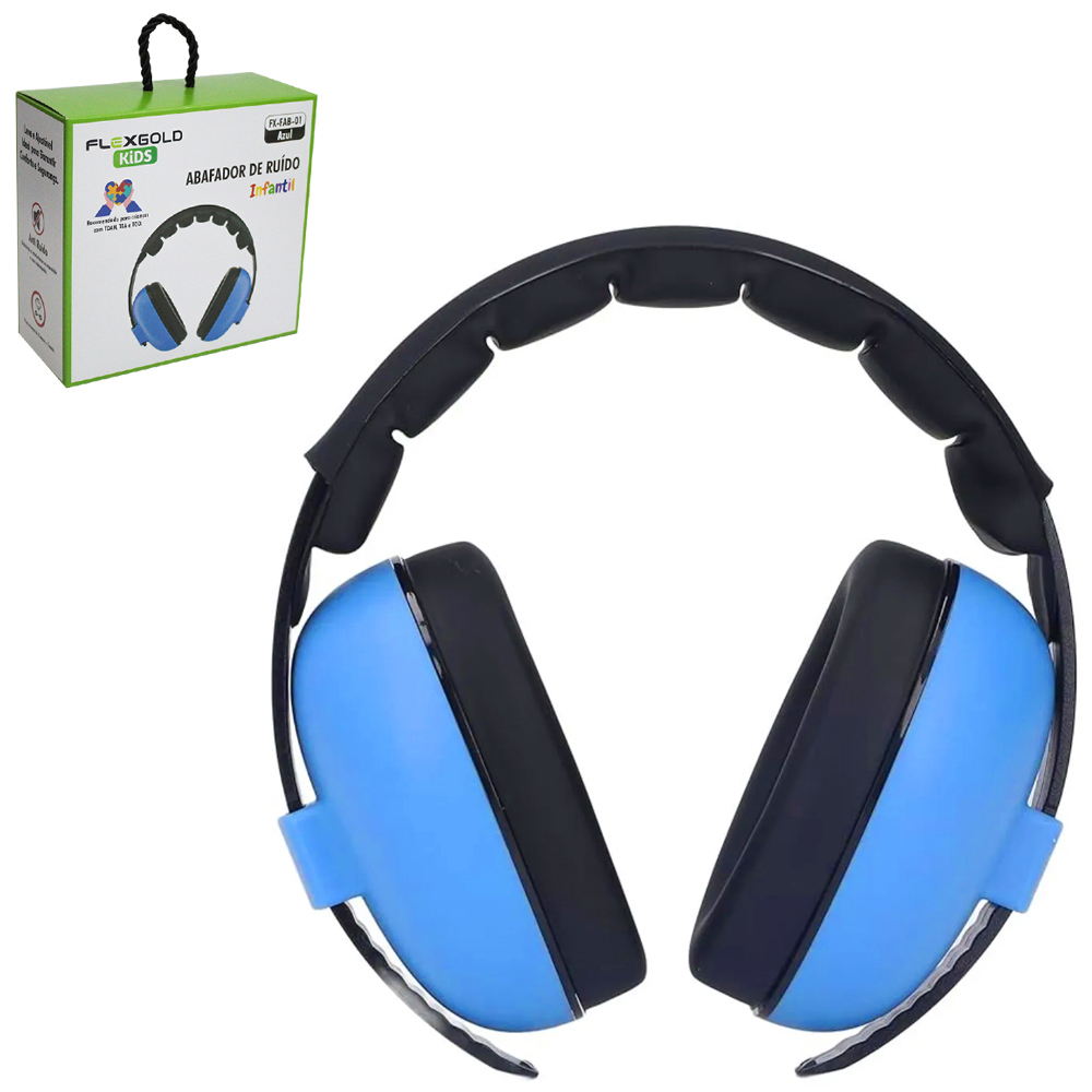 ABAFADOR / PROTETOR DE RUIDO INFANTIL AJUSTAVEL TIPO CONCHA FLEXGOLD KIDS