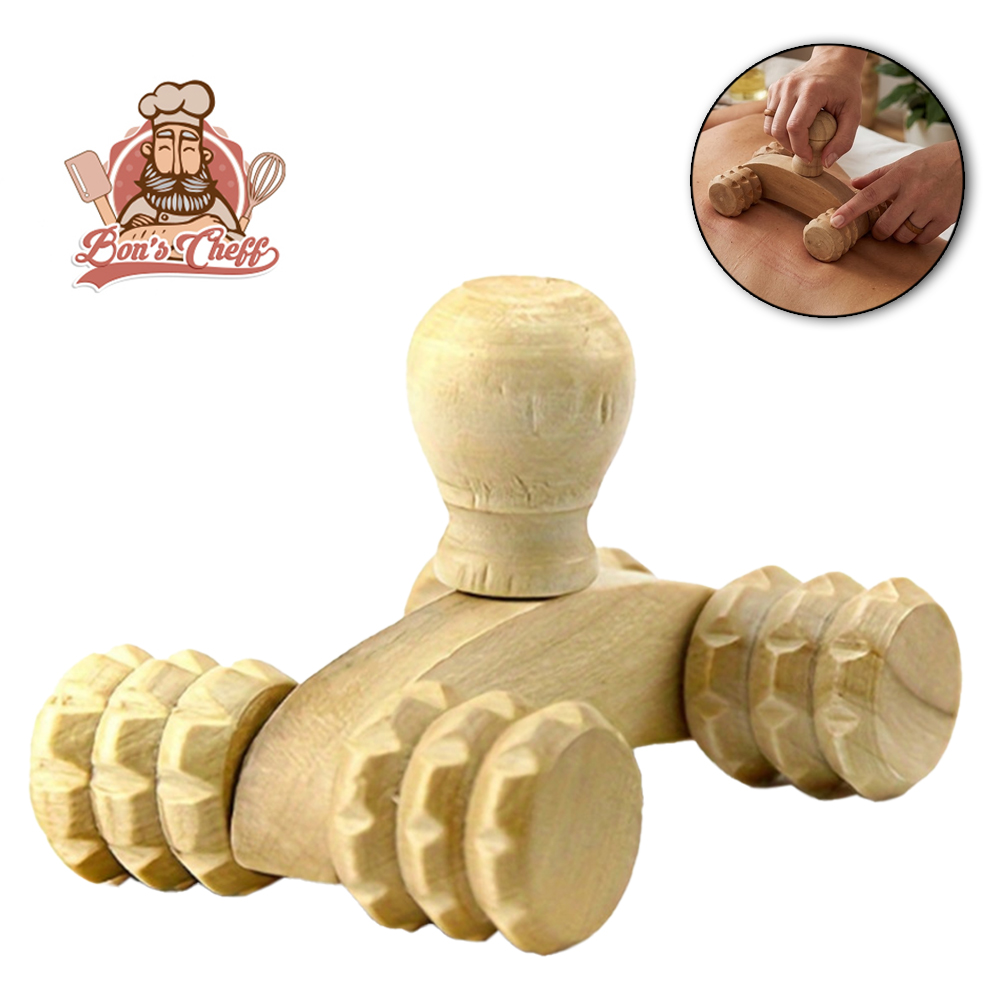 MASSAGEADOR DE BAMBU E MADEIRA CARRINHO 8,5X6X5CM