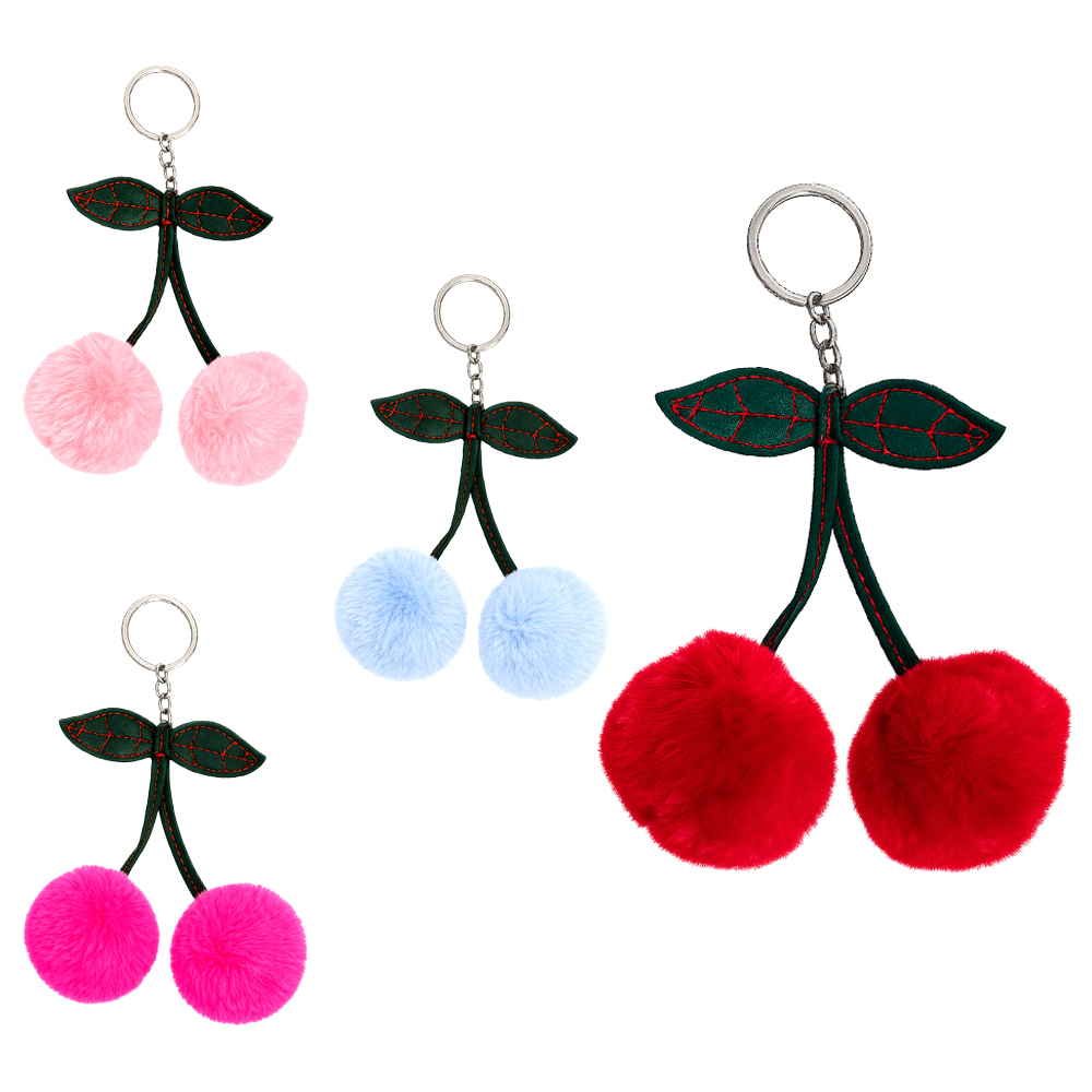 CHAVEIRO DE PELUCIA POM POM CEREJA 12X10CM