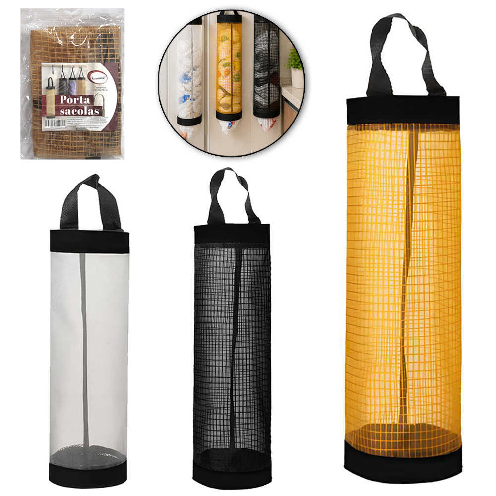 PUXA SACO / PORTA SACOLAS DE POLIESTER TELADO 36X15CM